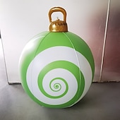 economico Decorazioni per esterni-palla gonfiabile decorata per esterni di Natale da 60 cm (23,6 pollici) enormi ornamenti di Natale grandi palline di caramelle alla menta piperita per albero cortile prato giardino portico palline gonfiabili ornamenti con pompa