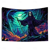 voordelige halloween wandtapijten-Halloween decoraties blacklight wandtapijt uv-reactief glow in the dark glow party spookhuis psychedelisch trippy mistig hangend wandtapijt muurschildering voor woonkamer slaapkamer heks pompoen