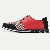 abordables Chaussures sans lacets &amp; mocassins-Baskets en similicuir à motif pied-de-poule rouge et noir pour hommes avec design à lacets et semelle coussinée - chaussures décontractées tendance pour un usage quotidien
