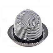 abordables Chapeau Fedora-Homme Chapeau du Kentucky Derby Chapeau de Soleil Chapeau à bord sauvage Haut-de-forme Noir Jaune Polyester Mode Occasionnel Rue Quotidien Pied-de-poule Respirant