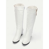 cheap Fashion Boots-Women&#039;s White Knee-High Boots with Pearl Detailing - Elegant Footwear for Winter, Office, and Special Occasions