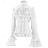 levne Topy-Retro Středověké Renesanční Halenka / košile Ren Faire Upír Pirát Pevná barva Dámské Pirát Královský Steampunk Plesová maškaráda Běžné / Denní Dospělé Tričko