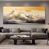 baratos Pinturas de Paisagens-Pintura a óleo sobre tela pintada à mão montanha dourada pinturas de paisagens sala de estar grande arte de parede pintura personalizada decoração de casa sem moldura