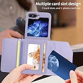 Недорогие Чехлы для Samsung-телефон Кейс для Назначение SSamsung Galaxy Z-флип 6 Z Flip 5 Z Flip 4 Z Flip 3 Кошелек для карт с ремешком Разъем для карты Защита от удара Ретро Настоящая кожа ТПУ