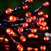 お買い得  太陽光発電-ソーラーパワーのカラフルなストリングライト 39.37フィート/12メートル 100個のLED付き 8つの照明モード 防水 屋外装飾 ハロウィン ガーデンパーティー 休日 ソーラーストリングライト 屋外 屋内装飾 1/2個