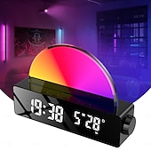 abordables Lumières intelligentes-Lumière LED intelligente réveil lumineux simulateur d&#039;aube lampe soleil de chevet lumière nocturne multicolore avec chargeur USB