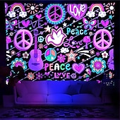 זול שטיחי קיר של Blacklight-blacklight שטיח uv תגובתי זוהר בחושך זוהר מסיבת ניאון רעיונות מסיבת זוהר מקלות מסיבה תלוי שטיח קיר אמנות קיר ציור קיר לחדר שינה בסלון