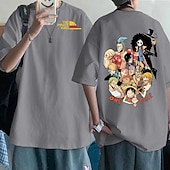 billige Tegneserie- og filmkaraktergrafikk-One Piece Monkey D. Luffy Roronoa Zoro T-skjorte Anime Tegneserie Animé Klassisk Gate stil Til Par Herre Dame Voksne Varmstempling