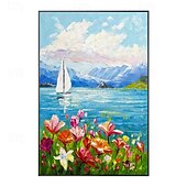 preiswerte Landschaftsgemälde-handgemachtes Ozean-Pattle-Messer-Blumen-Ölgemälde handgemachtes Strand-Dekor-Gemälde handgemaltes Urlaubs-Landschafts-Wellen-Berg-Gemälde Meereslandschaft buntes Ölgemälde Wohndekoration