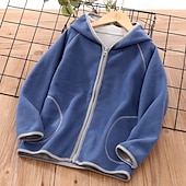 billiga Pojkars utomhusjackor-Unisex Pojkar Flickor 3D Färgblock Kappa Ytterkläder Långärmad Höst Vinter Streetwear Sport Grundläggande Barn 4-12 år Semester Sport Dagligen Normal