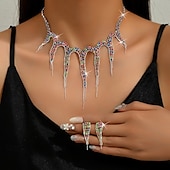 billige Smykkesett-Smykke Sett 3 stk Strass Legering Øredobber Halskjeder Dame Elegant Årgang Nydelig geometriske Geometrisk Form Smykkesett Til Bryllup Fest jubileum