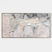 preiswerte Blumen-/Botanische Gemälde-3D-Blumenölgemälde, handgemalt, dickes Strukturölgemälde, beige-weißes Gemälde auf Leinwand, abstraktes strukturiertes Ölgemälde für Wandkunst, Gemälde für Wohnzimmer