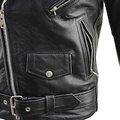 cheap Faux Leather Jackets-Men's Faux Leather Jacket Transition Jacket Biker Jacket Negan Leather Jacket Daily Vacation Windproof Warm Pocket Fall &amp; Winter Plain Fashion Classic Lapel Regular Black Jacket