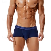 preiswerte Boxershorts für Herren-Herren 1 pc Unterwäsche Boxer Boxer-Shorts Polyester Atmungsaktiv Weich Komfortabel Glatt Mittlere Hüfthöhe Schwarz Hellgrün