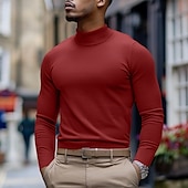 billige genser for menn-Herre Turtleneck genser Pullover genser Riflet Strikke Helfarge Mock Neck Elegant Årgang Formell Hjem Klær Biskop Høst Vinter Svart Hvit M L XL