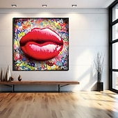 olcso utcai művészet-pop art olajfestmény kézzel festett absztrakt ajakfestmények vászonra kézzel festett gazdag textúrájú akrilfestmény modern falművészet kézzel festett street art műalkotás festmény nappaliba hálószoba