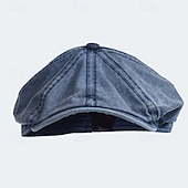 olcso Férfi kalapok-Férfi Vadászsapka Ascot Hat Newsboy Hat Fekete Kék Pamut Divat Alkalmi Utca Napi Sima Állítható Fényvédő Légáteresztő