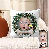 رخيصةأون هدايا شخصية-غطاء وسادة مخصص لعيد الميلاد أضف صورتك تصميم صورة شخصية صورة أزياء غير رسمية غطاء وسادة غطاء وسادة 1 قطعة هدية شخصية مضحكة مخصصة