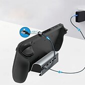 abordables Concentradores USB-Estación de acoplamiento hub usb-c 6 en 1, base de vapor, lan, hdmi, compatible con 4k hdmi, gigabit ethernet, 60w, pd, puertos usb 3,0