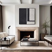 preiswerte Abstrakte Gemälde-Ölgemälde handgemachtes beiges Wabi Sabi Ölgemälde handgemalte Wandkunst schwarz beige abstraktes Gemälde großes schwarzes minimalistisches Wandkunst beige strukturiertes Leinwandgemälde neutrales