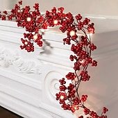 abordables Guirlandes lumineuses à piles-Guirlande lumineuse de Noël en forme de canne à fruits rouges, 1,9 m, 20 LED, alimentée par batterie, pour Noël, Nouvel An, fête, mariage, maison, jardin, balcon, décoration
