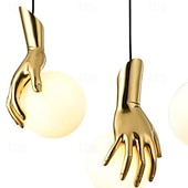 abordables Luces de isla-LED Pendant Light Warm White 15cm 1-Light Creative Luxury White Glass Shade Globe Golden Hand G4 Modern Pendant Lantern Design for Bedroom Dining Room 110-240V
