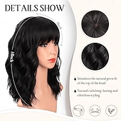 abordables Perruques Synthétiques Sans Bonnet-perruques avec frange pour femmes perruque synthétique bouclée bob pour fille perruques ondulées d&#039;aspect naturel