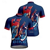 levne Pánské dresy-Pánské Cyklodres Krátký rukáv Kolo Tričko Dres se 3 zadními kapsami Horská cyklistika Prodyšné Rychleschnoucí Anatomický design Odvod Námořnická modř Modrá Grafika Sportovní Oblečení