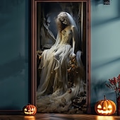 billige Halloween dekorasjon-halloween dørdekorasjoner halloween dørdeksler zombie brud dør billedvev dør gardin dekorasjon bakteppe dør banner for inngangsdør gårdshus ferie fest dekor forsyninger