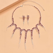 billige Smykkesett-Smykke Sett 3 stk Strass Legering Øredobber Halskjeder Dame Elegant Årgang Nydelig geometriske Geometrisk Form Smykkesett Til Bryllup Fest jubileum