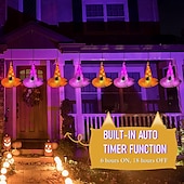 economico Luci di Halloween-8 pezzi di luci per appendere alberi da esterno con telecomando per cappello da strega di Halloween, 40 LED, alimentati a batteria, per feste di Halloween, giardino, cortile, balcone