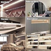 abordables Luces de tira de enchufe-Kit de luz LED para espejo de tocador, 2-5 metros, flexible, sin cortes, para tocador, espejo de tocador, vestidor, kit de tira flexible regulable con regulador de intensidad y fuente de alimentación,