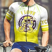 abordables Maillots pour hommes-Homme Maillot Velo Cyclisme Manche Courte Cyclisme Tee-shirt Maillot avec 3 poches arrière VTT Vélo tout terrain Respirable Séchage rapide Conception anatomique Mèche Jaune Rouge Bleu Bande dessinée
