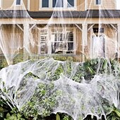 billige Halloween utendørsdekor-300 g halloween-dekorasjoner kunstig edderkoppnett stretchy spindelvev skummel fest halloween-dekorasjon for rekvisitter for bar hjemsøkt hus