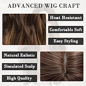 cheap Synthetic Trendy Wigs-Long Wavy Wigs for Women Natural Synthetic Curly Wig Heat Resistant Fiber Wigs for Daily Cosplay