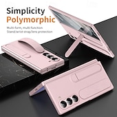 cheap Samsung Cases-Phone Case For Samsung Galaxy Z Fold 6 Back Cover with Stand Holder with Screen Protector Full Body Protective Retro PC Silicone