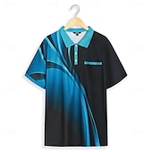 preiswerte Geometrisches Poloshirt für Herren-Herren Grafikdrucke Geometrie Waffel-Poloshirts Poloshirts Kurzarm Polo-Shirts Umlegekragen Lässig Ausgehen Druck Sommer Frühling Gelb Blau Purpur