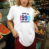 levne Retro grafika-retro vintage tričko basic trička z 90. let pro dospělé dámské horké razítkové párty ležérní denní směs bavlny