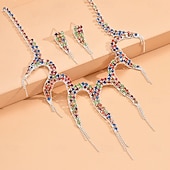 billige Smykkesett-Smykke Sett 3 stk Strass Legering Øredobber Halskjeder Dame Elegant Årgang Nydelig geometriske Geometrisk Form Smykkesett Til Bryllup Fest jubileum