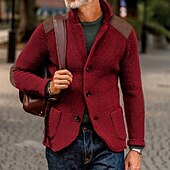 abordables suéter de la rebeca de los hombres-Hombre Pulóveres Chaqueta de Punto Vestido Suéter Chaqueta suéter Estriado Tejer Recortado De Punto Escote Chino Ropa Otoño Invierno Ejército verde Negro S M L