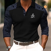 economico Polo classica da uomo-Per uomo Paisley Magliette Polo a Nido d'Ape Testurizzato Maglia da golf Manica Lunga Magliette polo Camicie con Colletto Business Casual Abbigliamento da lavoro Abbigliamento Formale Abbigliamento