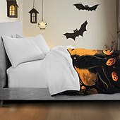 baratos Cobertores &amp; Mantas-cobertor com tema de halloween com personagens e abóboras aconchegante e assustador