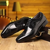economico Formale-scarpe brogue oxford da uomo in similpelle marrone con punta a coda di rondine - classiche scarpe eleganti con lacci per abbigliamento formale e da lavoro