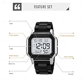 abordables Relojes digitales-SKMEI Hombre Reloj Digital Al Aire Libre Deportes Moda Reloj de Muñeca Luminoso Cronómetro Despertador cuenta regresiva TPU Reloj