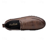 preiswerte Slipper Schuhe-Herren Loafer &amp; Slip On Komfort Schuhe Handnähen Brautkleider schlicht Outdoor Täglich Mikrofaser Atmungsaktiv Halbschuhe Schwarz Braun Frühling