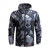baratos Casacos Leves, Polares &amp; Caminhada-Homens Jaqueta Softshell Jaqueta de Trilha Ao ar livre Côr Camuflagem Proteção Solar A Prova de Vento Secagem Rápida Jaqueta Moletom Zip Completo Viajar Preto Azul Cinzento