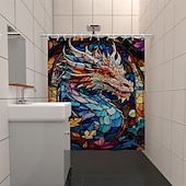 tanie Zasłony prysznicowe-Zasłona prysznicowa z haczykami 180cm*180cm (70&quot;*70&quot;) z poliesteru zmywalna wodoodporna z wzorem do dekoracji łazienki z motywem zwierząt i kwiatów