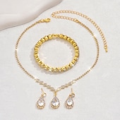 preiswerte Schmucksets-Brautschmuck-Sets 3 Diamantimitate 1 Halskette 1 Armreif Ohrringe Damen Klassisch Süß lieblich Klassisch Liebe Kostbar Diamant Wassertropfen Schmuck-Set Für Hochzeit Geschenk