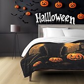baratos Cobertores &amp; Mantas-cobertor com tema de halloween com personagens e abóboras aconchegante e assustador