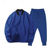 cheap Basic Tracksuits-Men&#039;s Tracksuit Sweatsuit Full Zip Sweatshirt Black Yellow Army Green Red Navy Blue Standing Collar Color Block 2 Piece Sports &amp; Outdoor Daily Holiday Streetwear Basic Casual Spring &amp;  Fall Clothing